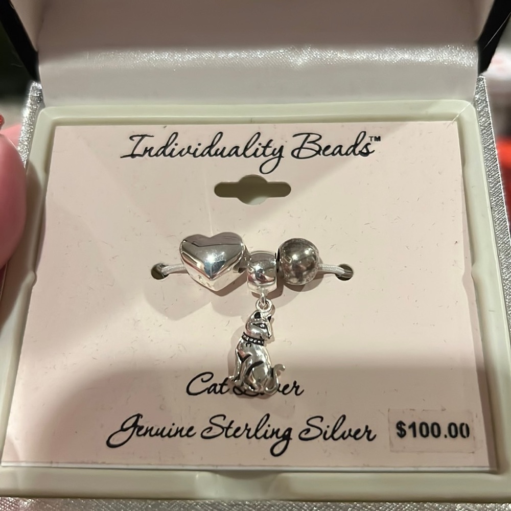 Charms for Pandora bracelet. Cat Lover. Sterling silver.
